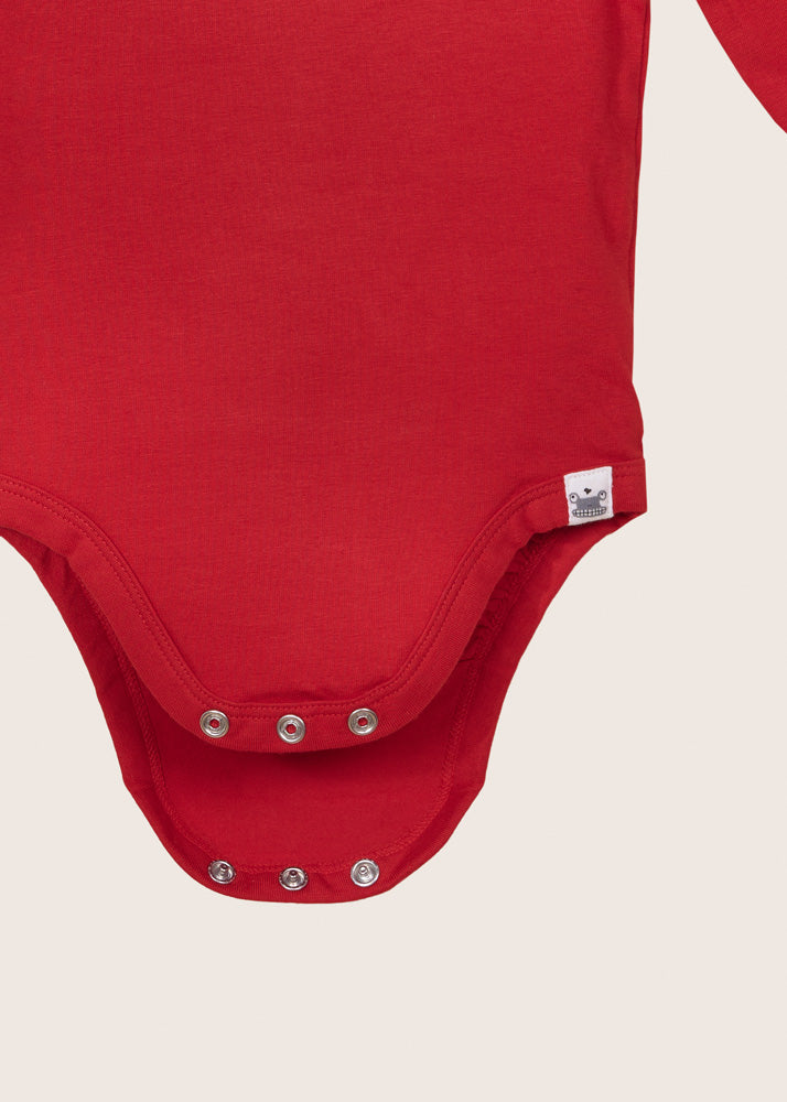 rise little earthling Ruffle Bodysuit - Red / 9-12m - Image 5