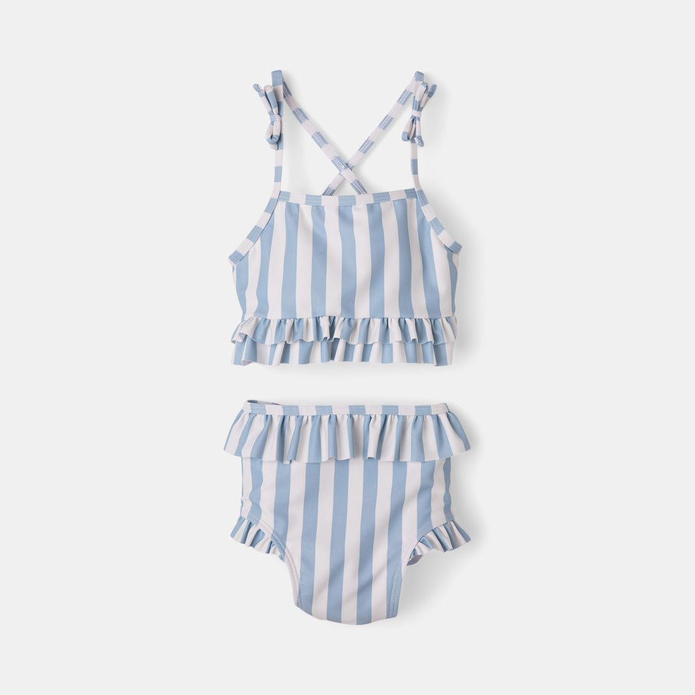 rise little earthling Ruffle Bow 2-pc Bathing Suit - Peach Gingham / 12-18m - Image 4
