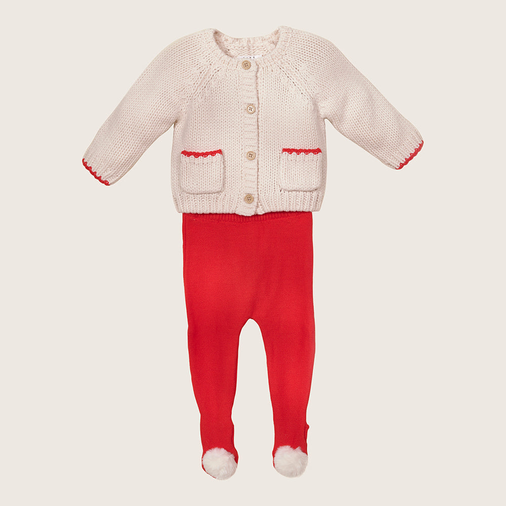 rise little earthling 2PC Cardigan & Legging Set BUHST42 - Red / 6-9m
