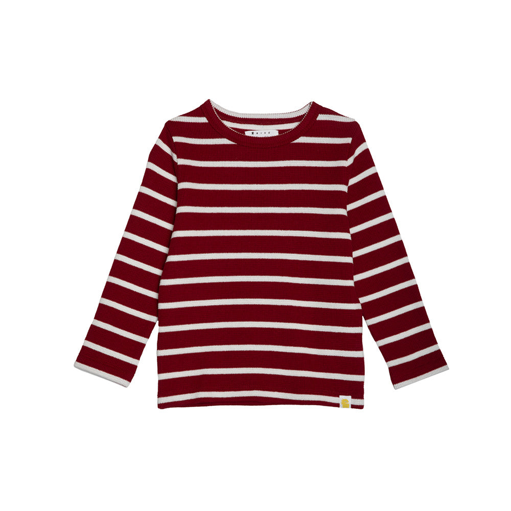 rise little earthling Long Sleeve Waffle T-Shirt - Biking Red / 12-18m