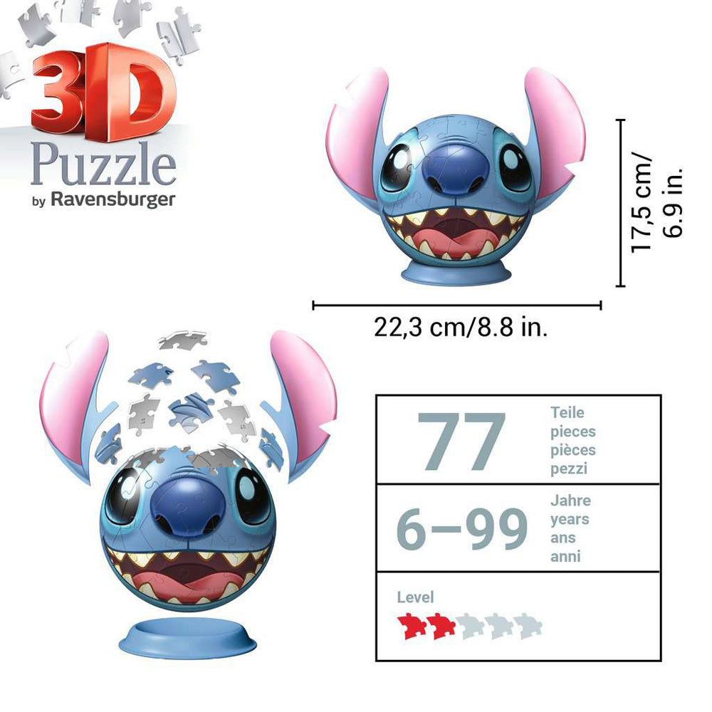 Ravensburger Stitch 72 pc Head w/Ears 3D Puzzle - Image 12