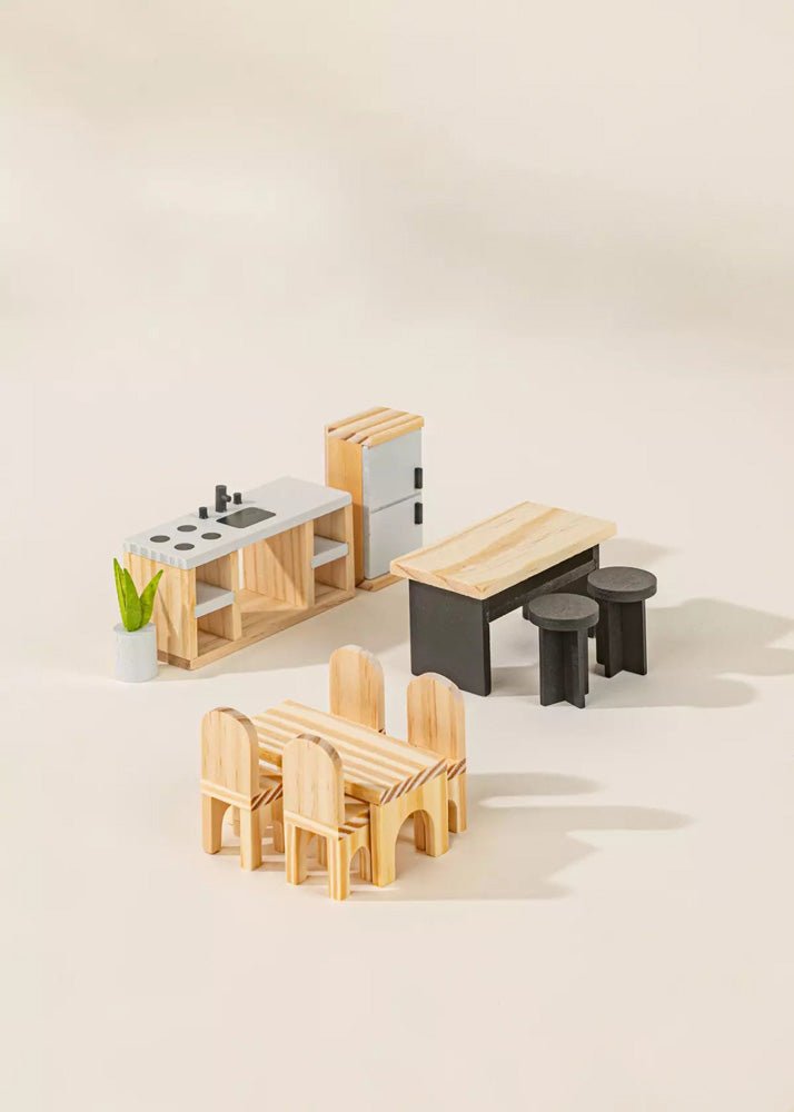 Coco Village Wooden Doll House Kitchen Furniture (12 pcs)
