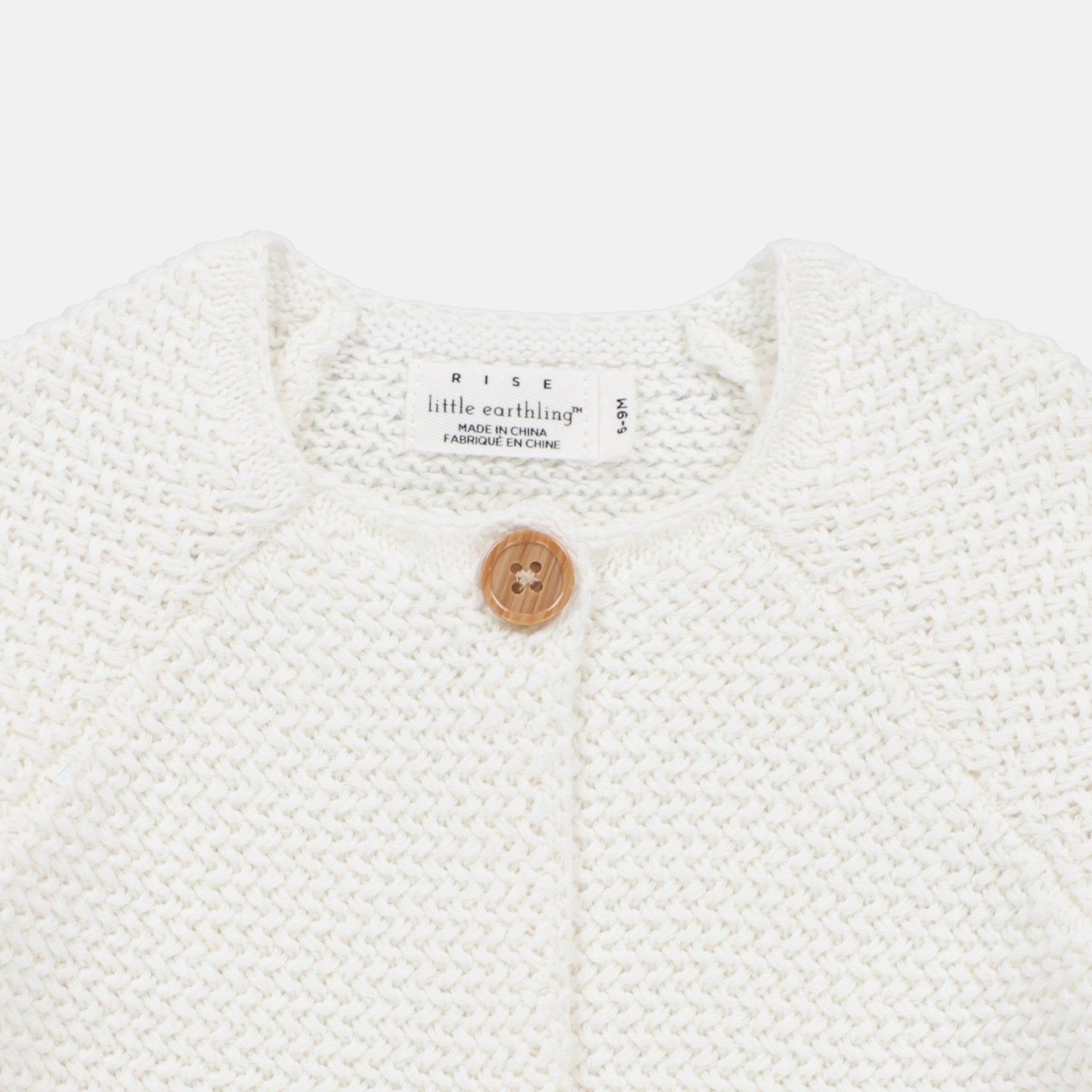 Rise Little Earthling Texture Knit Cardi - Antique White / 6-9m - Image 2
