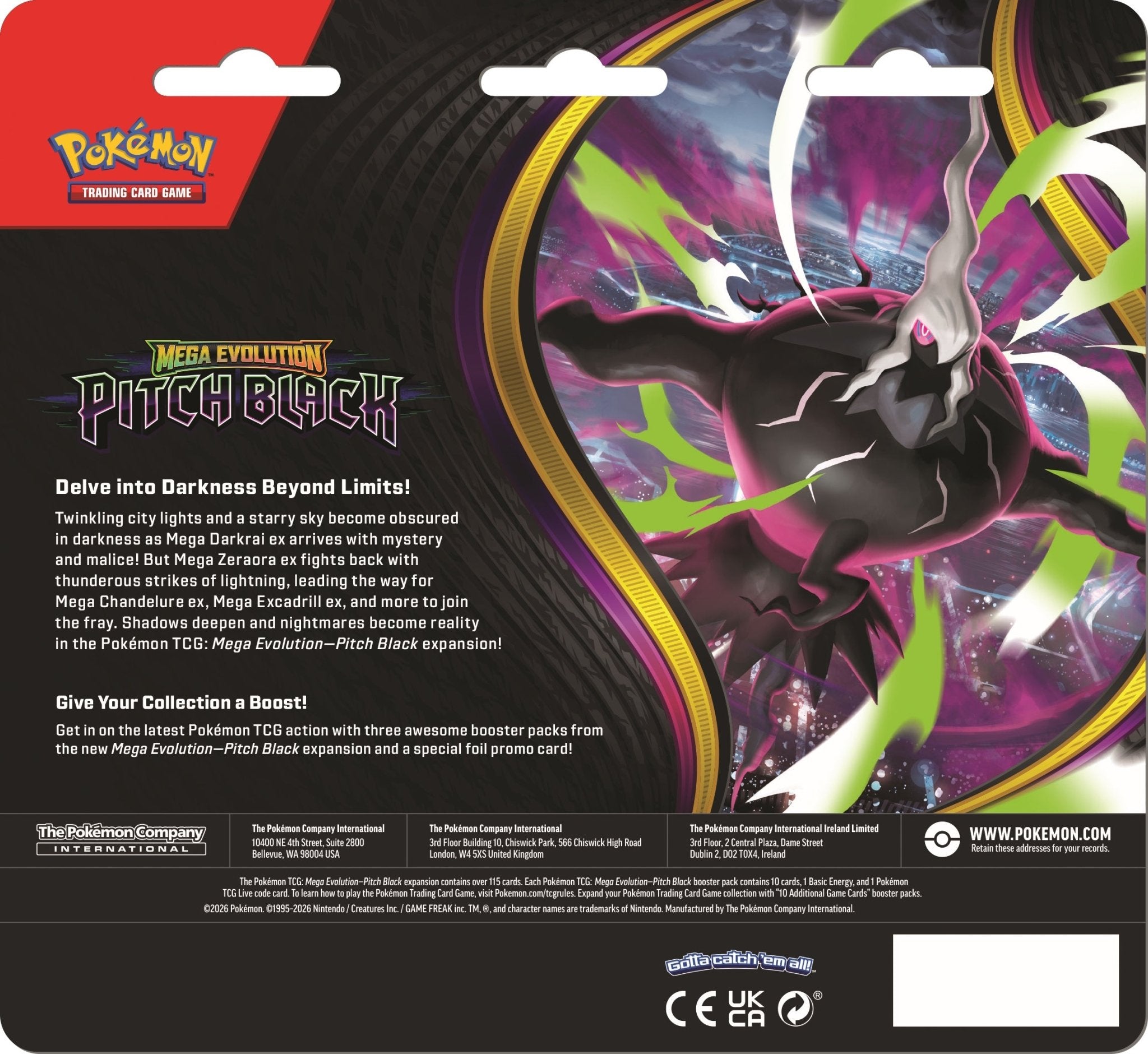 Pokemon Pokémon TCG: Mega Evolution PITCH BLACK Three-Booster Blister I Limit 2 per customer - Image 3