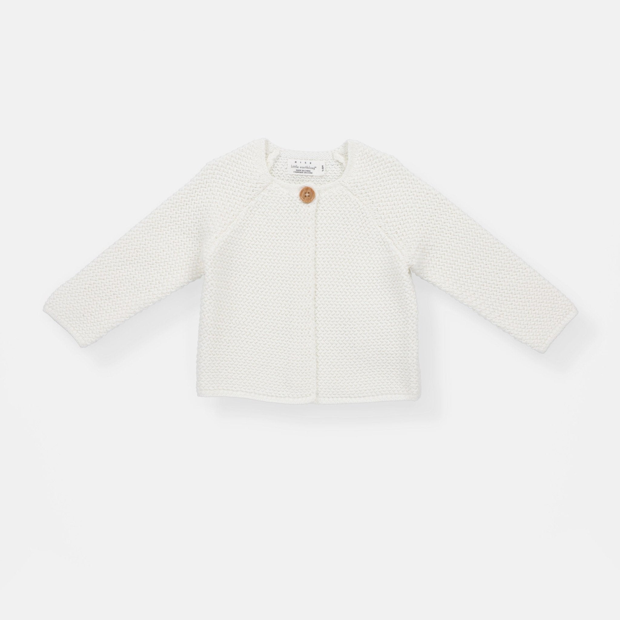 Rise Little Earthling Texture Knit Cardi - Antique White / 6-9m