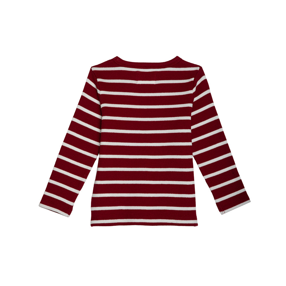 rise little earthling Long Sleeve Waffle T-Shirt - Biking Red / 12-18m - Image 2