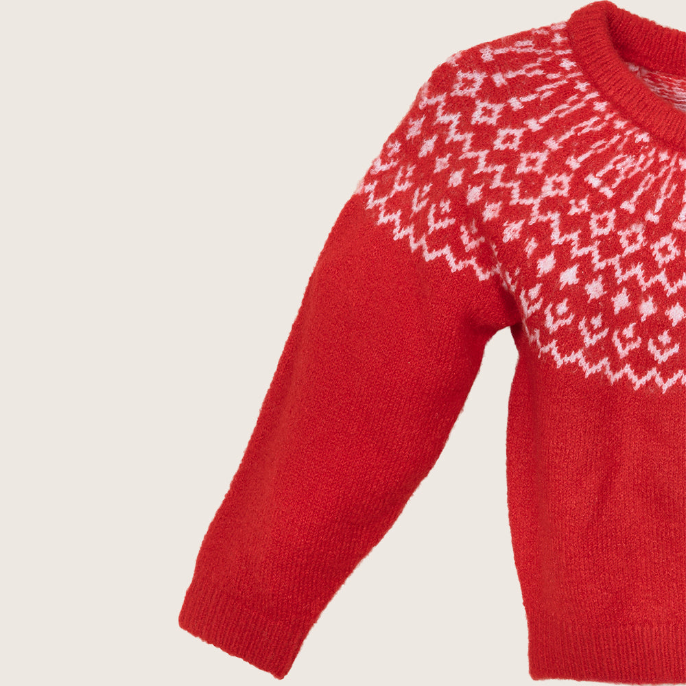 rise little earthling Fairisle Sweater BUHSW08 - Red / 9-12m - Image 2