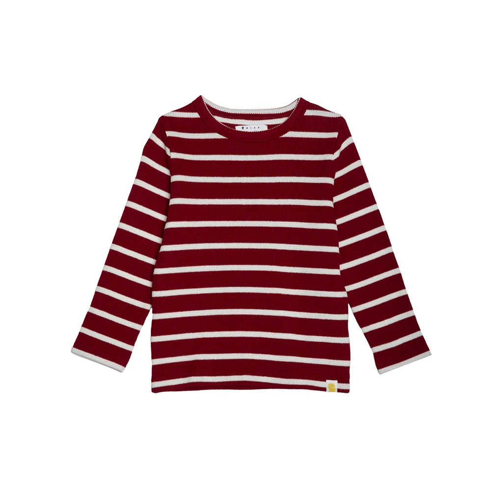rise little earthling Long Sleeve Waffle T-Shirt - Biking Red / 12-18m - Image 3