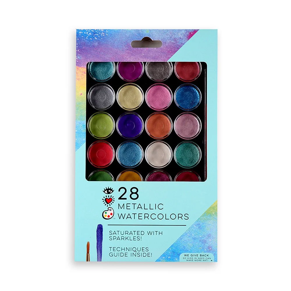 Bright Stripes iHeartArt 28 Metallic Watercolors - Image 2