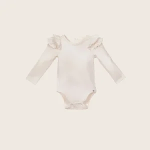 rise little earthling Ruffle Bodysuit - White / 3-6m