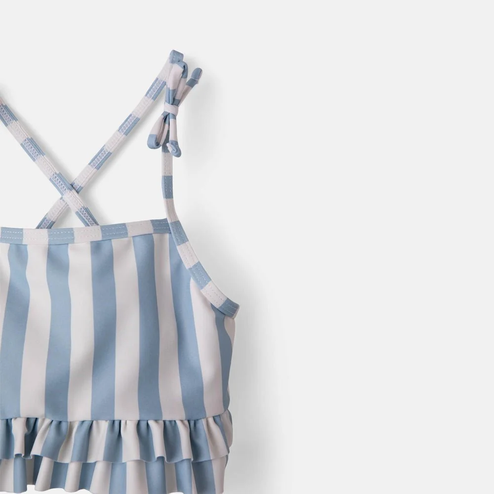 rise little earthling Ruffle Bow 2-pc Bathing Suit - Peach Gingham / 12-18m - Image 5